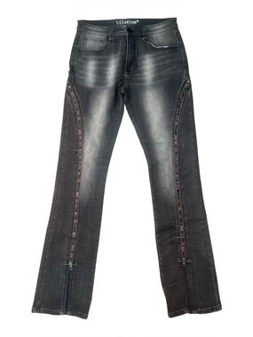 Sz 32 kilogram Men’s Grey Washed Slim Jeans with Side Trim
